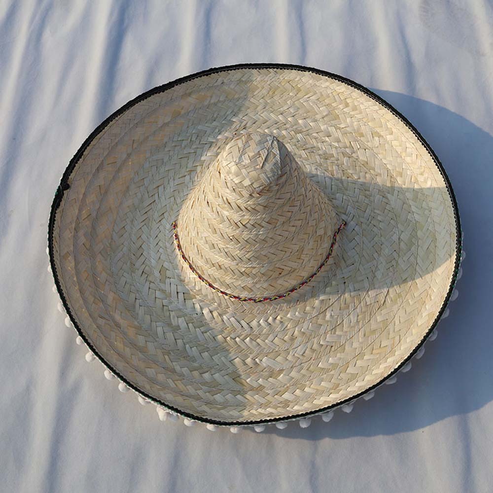 Bucket Hat Straw - Широкополая мексиканская праздничная шляпа из натуральной
